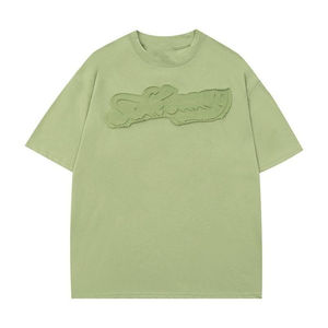 T-shirts Boxy Homme Personnalisés avec Logo de Marque, Col Épais, 100% Coton, Coupe Ample, Impression en Relief et Broderie Effet Vieilli – Vente en Gros - Product Image 1