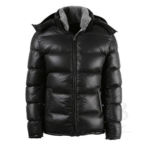 Chaqueta de lona gruesa personalizable para hombre, diseño de diseñador, con capucha, estilo burbuja, abrigo de invierno reversible con cremallera, color negro, OEM - Product Image 6