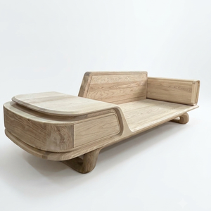 Canapé-lit semi-circulaire rembourré de style nordique en chêne moderne avec accoudoirs rembourrés de MT Furniture pour salon et hôtel - Product Image 4
