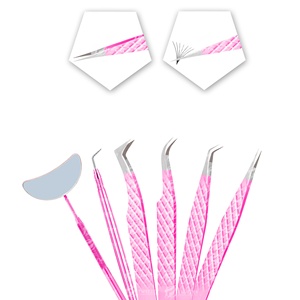 Ensemble de pinces à cils à volume classique de haute qualité avec poignée en diamant Logo personnalisable en fibre d'acier inoxydable cils de beauté pointus - Product Image 2