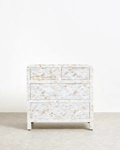 Modern Mother Of Pearl Inlay <b>Chest</b> Of Drawers 4 Drawers <b>Storage</b> Cabinet Living Room Furniture Midcentury Design - Product Image 4