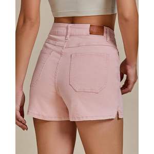 2025 Women's High-Waisted Trendy Button Fly Patch Pocket Jean <b>Shorts</b> Skinny Fit Summer Denim Side Split <b>Stretchy</b> Casual Style - Product Image 6