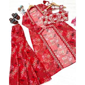 Conjunto de blusa estilo Bollywood Indo Western Koti Plazo para mujer - Product Image 1