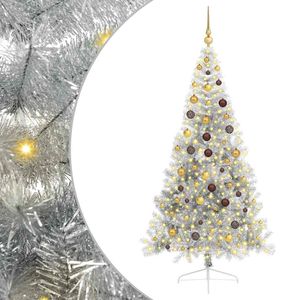Albero di Natale Artificiale Pre-Illuminato in PET da 210 cm, Alberi di Natale Argentati - Product Image 2