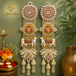 New Arrival Trending Shubh Labh Art Deco Wall Shelf 2-Piece Indian Home Entrance Decoration Diwali Wedding Housewarming Gift - Product Image 1