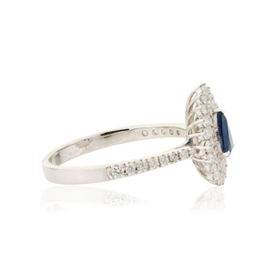 Explore Factory Wholesale Price Blue Sapphire & Diamond Pear Shape Double Cluster <b>Ring</b> Wedding 18K White Gold <b>Statement</b> Jewelry - Product Image 5