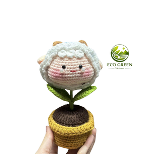 Handmade Yarn Crochet Animal Flower Pot Plush Cute Aesthetic Ornament Gift for Bedroom and Living <b>Room</b> - Product Image 1