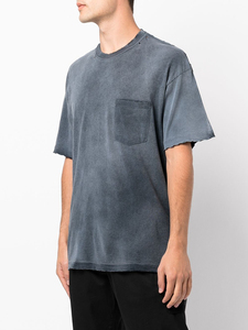 Camiseta Vintage Lisa 100% Algodón para Hombre, Camiseta con Efecto Desgastado, Lavado Ácido, Logotipo Personalizado, Camisetas Negras Extra Grandes de Microfibra - Product Image 3