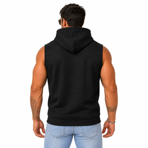 High Quality <b>Men</b> Sleeveless Hoodie <b>Gym</b> <b>Vest</b> Pullover Muscle Tank Solid Color Custom <b>Mens</b> Sleeveless Hooded Workout Tank - Product Image 2