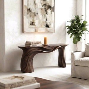 <b>Rustic</b> live edge console <b>table</b> With Pedestal Base Handmade Entryway Furniture For Living Room Luxury Customizable <b>Tables</b> - Product Image 1