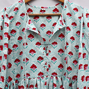 Beautiful floral Cotton Block Printed dress Dress For Casual wear Hand Block Printed Dress - Product Image 3