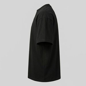 Nouveautés : Chemises noires pour hommes, personnalisées avec logo imprimé, de haute qualité, à épaules tombantes, pour l'été, style streetwear, respirantes, col rond, en coton. - Product Image 3