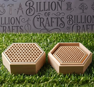 Hexagonal Wooden <b>Storage</b> <b>Box</b> With Lattice Lid Minimalist Design Carved Wood Craft 1 Layer For Organizing Small Items - Product Image 4