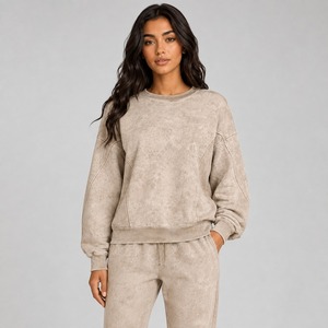 T-shirt blanc délavé de qualité supérieure pour femme, coupe longue, manches courtes, 100 % coton, respirant et décontracté - Product Image 1