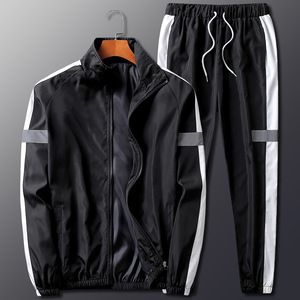 Ensemble de survêtement unisexe blanc avec bandes rouges, fermeture éclair intégrale, séchage rapide, style sportif, pour adulte, collection printemps - Product Image 4