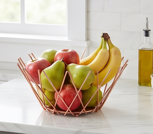 Premium Modern Geometric Metal Wire <b>Storage</b> <b>Basket</b> Rose <b>Gold</b> Color For Home Decoration Elegant Home Accent - Product Image 3