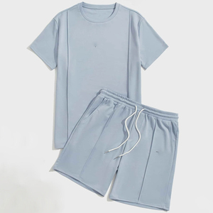 Latest Design Men's Summer <b>Set</b> Cotton Spandex Men Short & T Shirt <b>Set</b> Wholesale High Street Style Plus Size Men's <b>Twin</b> <b>Set</b> - Product Image 2