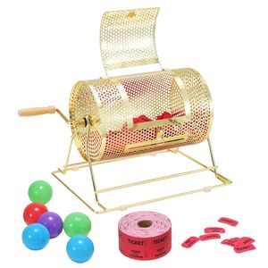 Tamburo Metallico per Lotteria con Manico in Legno per 2500 Biglietti e 100 Palline da Ping Pong 11,6 X 7,48 Pollici - Product Image 2