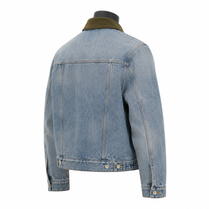Chaqueta Vaquera Unisex Personalizada, Diseño Sólido, Otoño, 100% Algodón, Cierre Frontal con Cremallera, Logotipo, Estilo Vintage Desgastado, Ropa Casual Urbana - Product Image 5