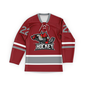 Maillot de hockey sur glace bleu personnalisé pour hommes, sublimé, col en V, fermeture à nouer, manches longues, numéro d'équipe, uniforme 100 % polyester écologique - Product Image 5