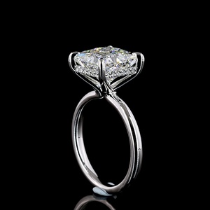 IGI Certified 5 Carat Princess Cut Lab Diamond Moissanite Engagement Ring 18K White Gold Pave Accent Solitaire Wedding Ring - Product Image 2