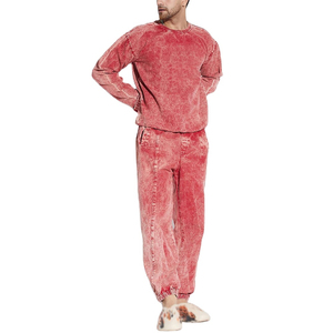 Men Streetwear Acid Wash Tracksuit Hoodie Sweatpants Set Custom Logo Vintage Style Gym Wear OEM Bulk Supplier - Product Image 1