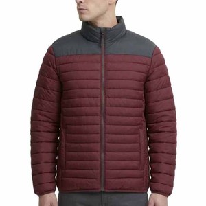 Men's Polyester/Cotton Stand Collar Color Block Puffer <b>Jacket</b> Zipper Closure Windproof Winter Casual Regular Fit <b>Jackets</b> For Men - Product Image 1