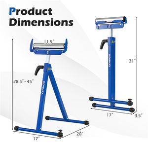 Set di 2 Supporti Pieghevoli in Metallo Blu per Falegnameria, con Guide per Bordi, Banco di Supporto Portatile per Lavorazione del Legno - Product Image 4