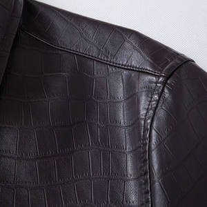 Chaqueta de Cuero PU Personalizable para Hombre, de Alta Calidad, Ecológica, Estilo Casual, Cuello Alto, Diseño Vintage, Tallas Grandes, Invierno - Product Image 6