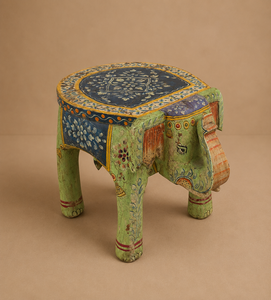 Vintage Hand Painted Wooden <b>Elephant</b> Style Side <b>Table</b> Coffee <b>Table</b> Lamp Vase Stand Rustic Indian Farmhouse Home Décor Furniture - Product Image 2
