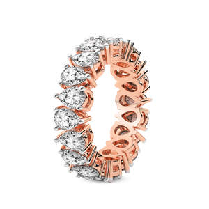 Anillo de oro macizo de 14k con diamantes cultivados en laboratorio, corte pera, estilo eternidad, joyería para mujeres y niñas. - Product Image 3