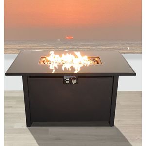 Black Steel Outdoor <b>Fire</b> <b>Pit</b> <b>Table</b> <b>with</b> Lid 25 H X 42 W - Product Image 1