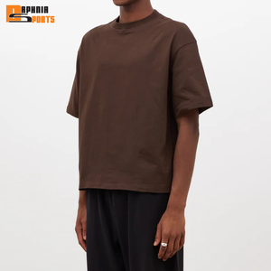 High Quality Wholesale <b>Men</b> 100% Cotton Knitted Boxy Fit Drop-Shoulder Cropped T-Shirt Streetwear Regular Fit Customizable - Product Image 4