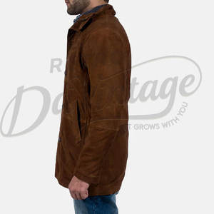 Chaqueta Parka de Cuero de Gamuza Marrón Tabaco para Hombre, Chaqueta de Piel de Oveja Real de Longitud Media con Capucha, Abrigo Informal de Invierno - Product Image 5