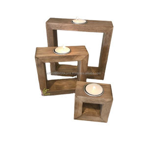 Accent Decorative Geometric <b>Square</b> Frame <b>Candle</b> Stand Set of Three Anti-Slip Garden Christmas <b>Candle</b> Holder Supply - Product Image 1