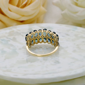 Anillo de Oro Amarillo Sólido de 14K con Zafiro Azul Ovalado y Diamantes para Mujer, Joyería Fina para Boda, Regalo, Fiesta - Product Image 4