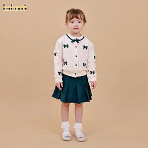 Robe Salopette Enfant DR4509 en Coton Tricoté à Motif Animal Brodé Main, Coupe Évasée avec Nœud, Collection Automne, 100% Coton, ODM - Product Image 4