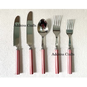 High Quality Stainless Steel Flatware Set With Resin Handle 5 Pcs Cutlery Silverware Mirror Polished Spoon <b>Fork</b> Knife Tableware - Product Image 3