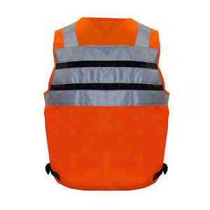 Chaleco de Seguridad Reflectante Naranja con Múltiples Bolsillos, Espalda de Malla, Cierre de Cremallera, Equipo de Trabajo de Alta Visibilidad - Product Image 3