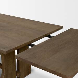 Extendable Solid Mango Wooden Rectangular Shape Designing Wood <b>Folding</b> Legs Rich Brown Finish With Textured <b>Kitchen</b> Dining <b>Table</b> - Product Image 6