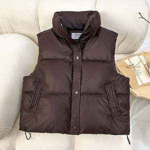 Gilet matelassé unisexe chaud 100% haute qualité coupe-vent d'hiver décontracté sans manches avec col roulé rembourré - Product Image 6