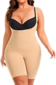 Women's <b>White</b> Bodycon <b>Bodysuit</b> With Black Bra Top Tummy Control <b>Shapewear</b> Sleeveless Sweetheart Neck Knee Length Activewear - Product Image 2