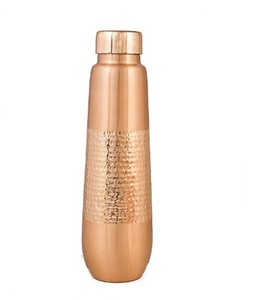 Hammered Copper Water Bottle Leak Proof Copper Drinking Bottle Portable Sliding Lid for Office Travel Home - Indian Home Crafts - Product Image 2