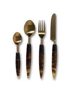 Ensemble de 2 cuillères à salade en corne à motifs naturels, design croisé, ustensiles écologiques pour une décoration minimaliste et une salle à manger moderne - Product Image 2