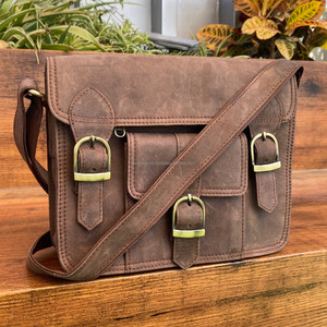 Sac à bandoulière en cuir pleine fleur personnalisé en usine de haute qualité en gros sac à bandoulière vintage classique à la mode sac de messager unisexe - Product Image 4