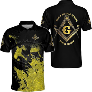 Nueva Camiseta Polo Personalizada con Símbolo Masónico de Brújula Blanca para Hombre y Mujer, Camiseta Polo de Manga Corta de Alta Calidad Hecha a Medida - Product Image 1