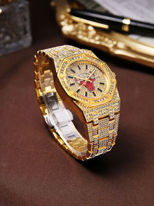 Reloj de Cuarzo con Incrustaciones Doradas, Caja Irregular, Correa de Cristal, Visualización de Fecha, Unisex, para Negocios y Fiestas - Product Image 3