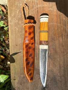 Damascus Steel Drop Point <b>Knife</b> Blade 0.6mm Thickness Bevel Edge <b>Kitchen</b> <b>Knife</b> Single Blade DIY Grade - Product Image 2