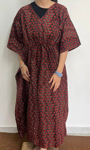 Vestido Kaftán Largo de Algodón Estampado para Mujer, con Sensación Cómoda y Apariencia Moderna - Product Image 1