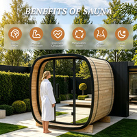 Cabine de sauna extérieure préfabriquée écologique en bois thermo traité avec contrôle WiFi intelligent, homologuée ETL, pour l'évasion en pleine nature aux Pays-Bas